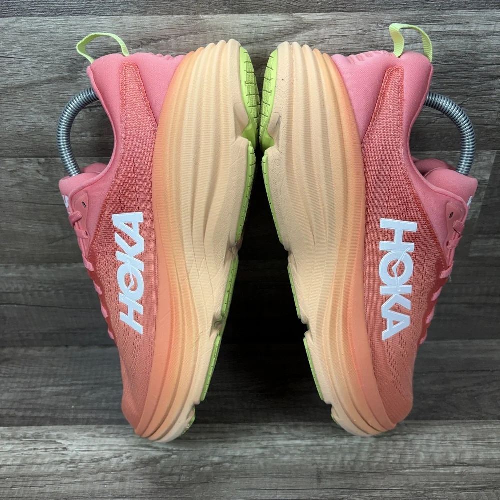 Hoka Bondi 8 Pink Orange Womens US Size 11 EUR 44 1127952 CPPY Running Shoes